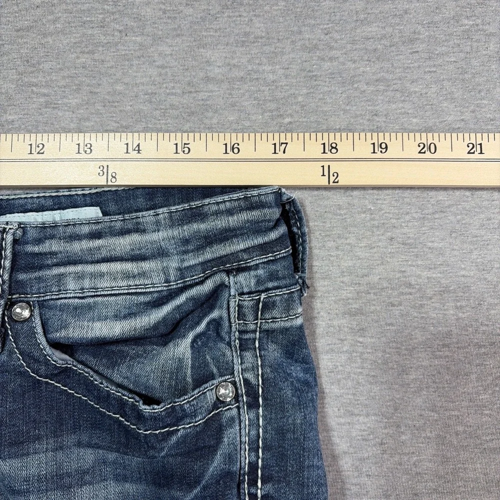 Daytrip‎ Scorpio Skinny Jeans Size 32L Medium Wash Whiskers Stretch actual 34x33